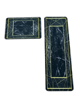 RUNNER WITH MAT KITCHEN SET ANTI-SLIP- BLACK YELLOW MARBLE TEXTURE