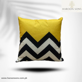 (PACK OF 3)Black Zig Zag with Yellow Printed Cushion Cover 17*17