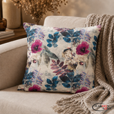 PACK OF 3 ARTISTIC FLOWER AND LEAVES CUSHION-PURPLE AND BLUE