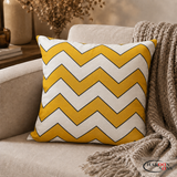 PACK OF 3 YELLOW WHITE ZIGZAG PRINTED CUSHION COVERS
