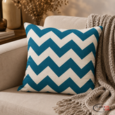 PACK OF 3 BLUE WHITE ZIGZAG PRINTED CUSHION COVERS