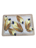 RUBBER ANTI SLIP GOLDEN WHITE LEAVES MAT