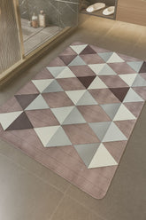 RUBBER ANTI SLIP GEOMETRIC PEACH WHITE MAT