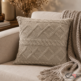 PACK OF 3 GEOMETRIC FUR BROWN CUSHION COVERS