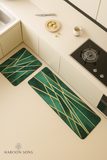 RUUNER WITH MAT KITCHEN SET ANTI SLIP- GREEN GEOMETRICAL