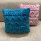 (PACK OF 3)TOWEL FUR CUSHION COVER-BLUE