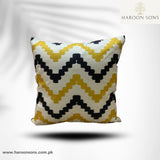 (PACK OF 3)Yellow Black Zig-Zag Printed Cushion Cover 17*17