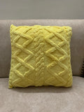 (PACK OF 3)TOWEL FUR YELLOW CUSHION COVER