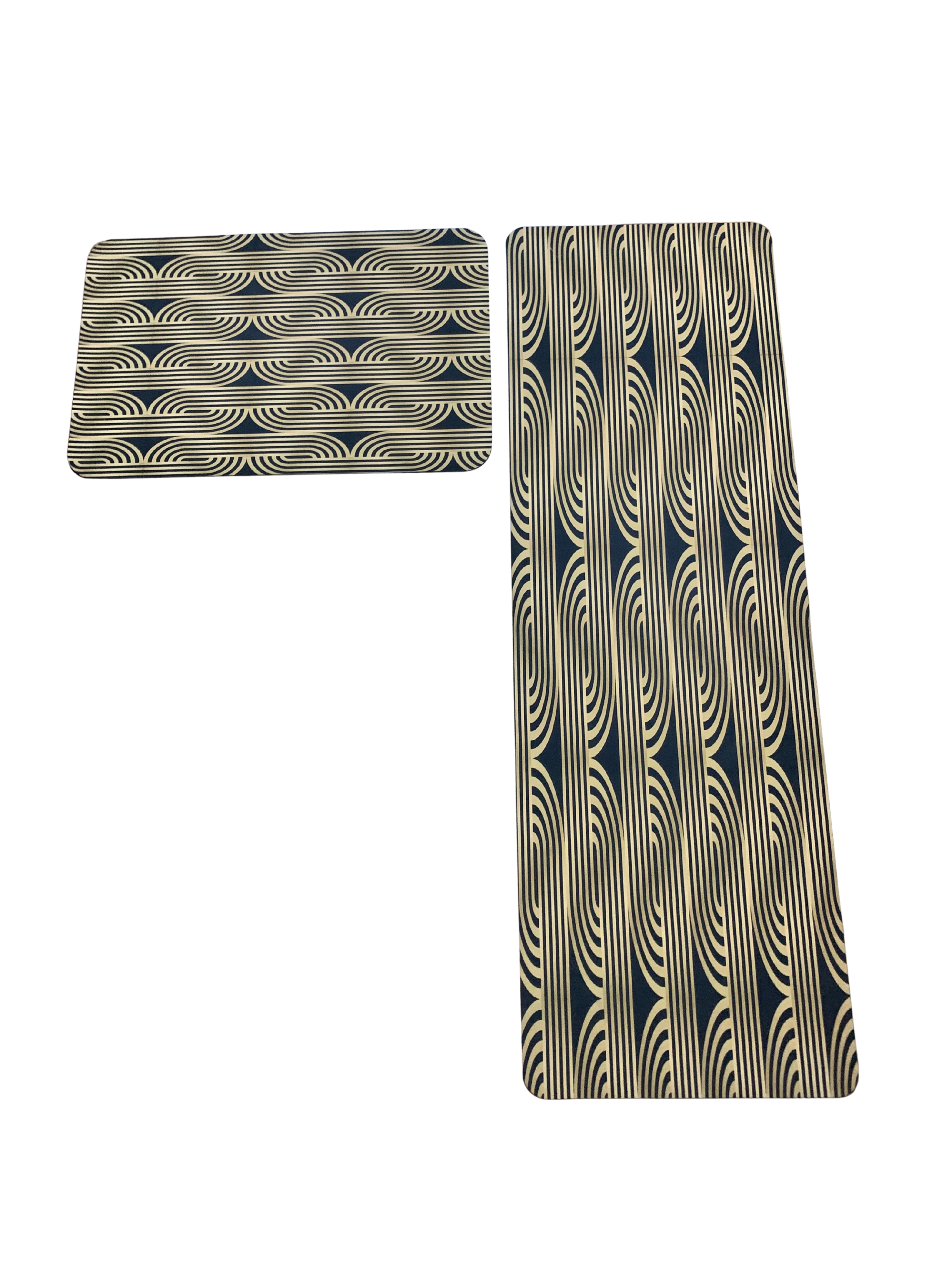 RUNNER WITH MAT KITCHEN SET ANTI SLIP-BLACK GOLDEN