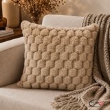 PACK OF 3 BROWN BUBBLE FUR CUSHION COVERS