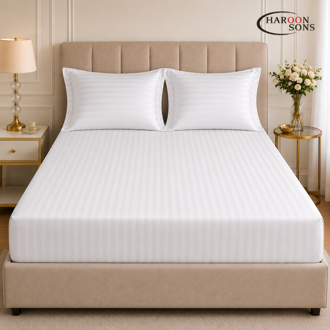 COTTON SATIN-KING SIZE FITTED BEDSHEET