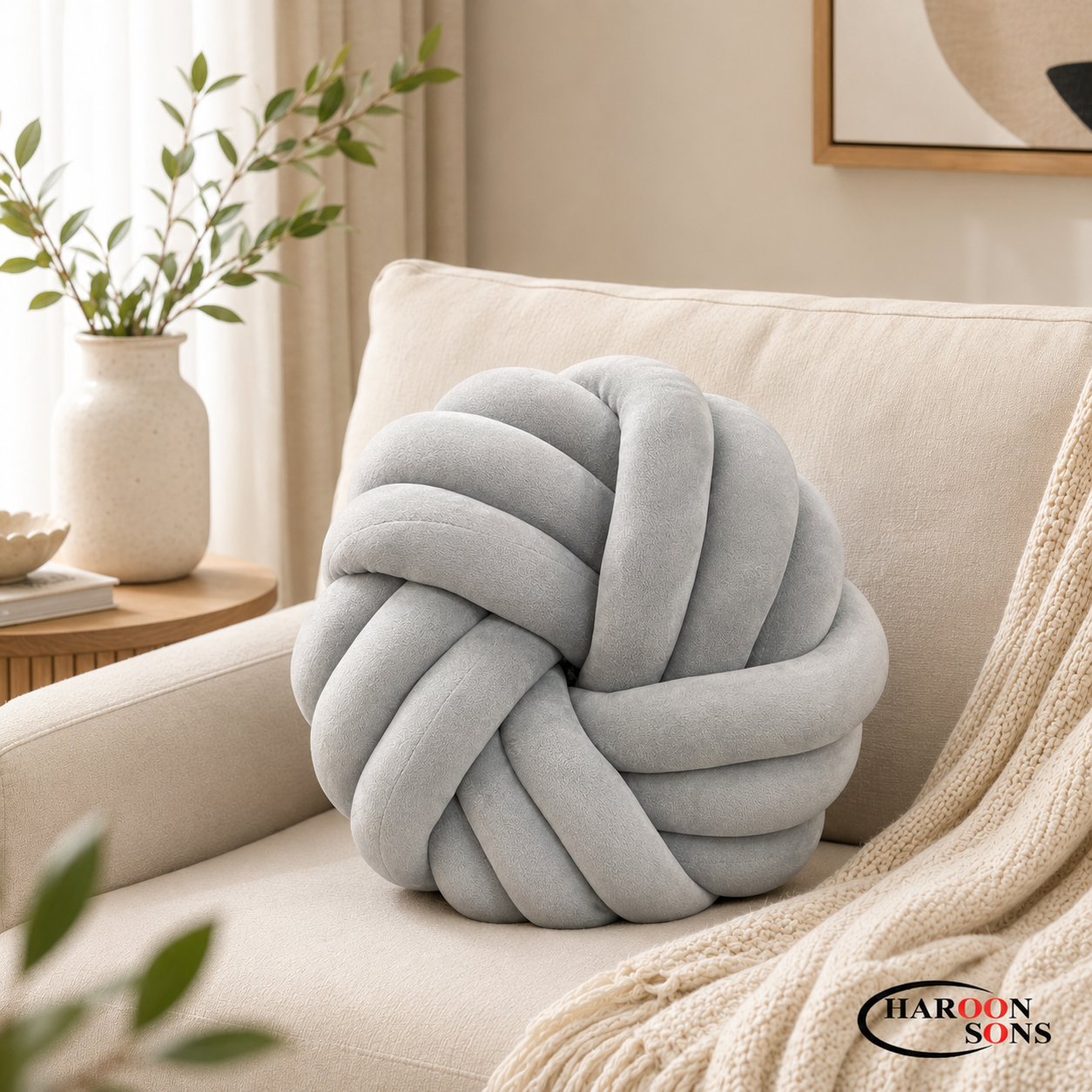 FLOWER KNOTTED BALL CUSHION-16" INCHES