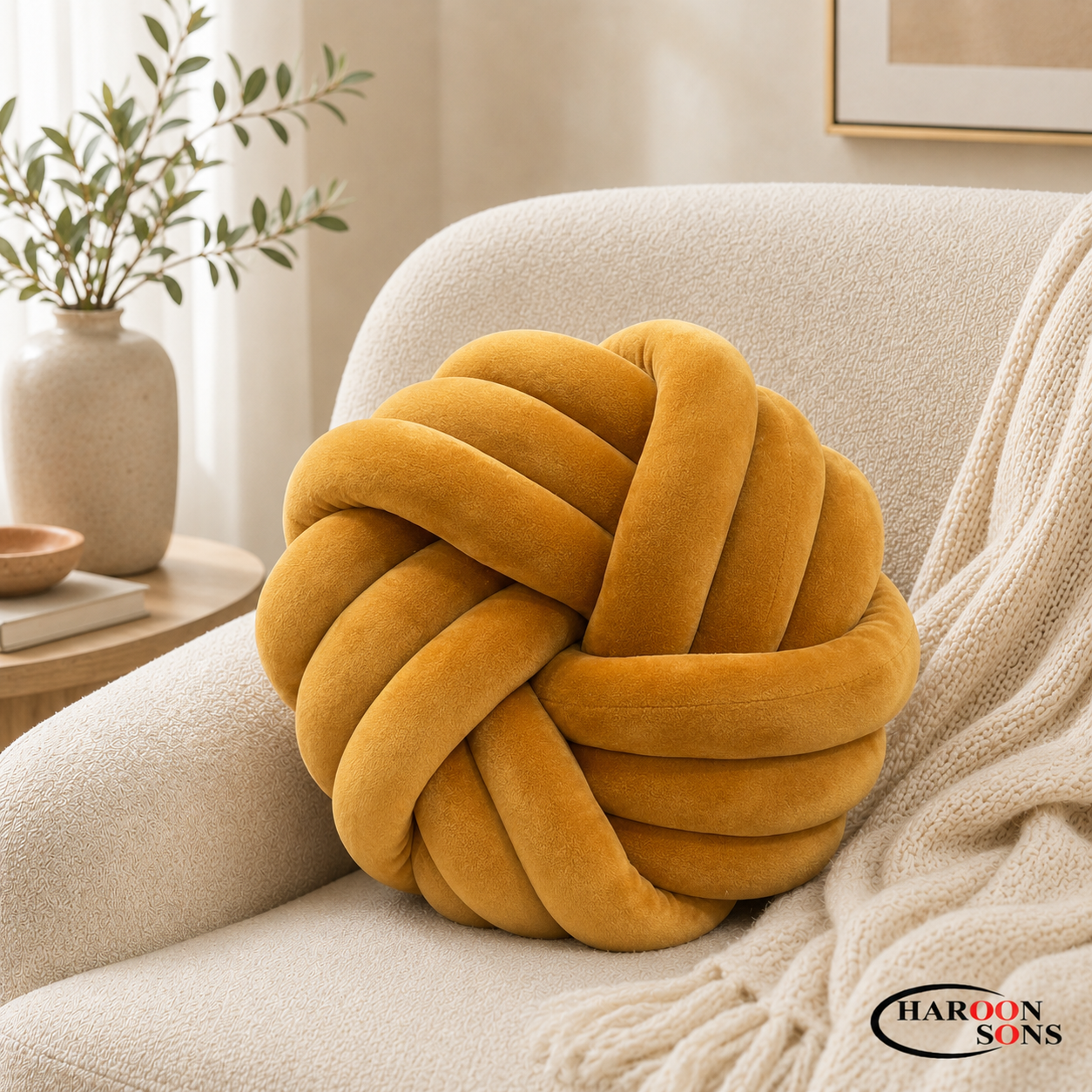 FLOWER KNOTTED BALL CUSHION-16" INCHES