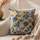 ABSTRACT GREY AND YELLOW CUSHION COVER-17*17 INCHES