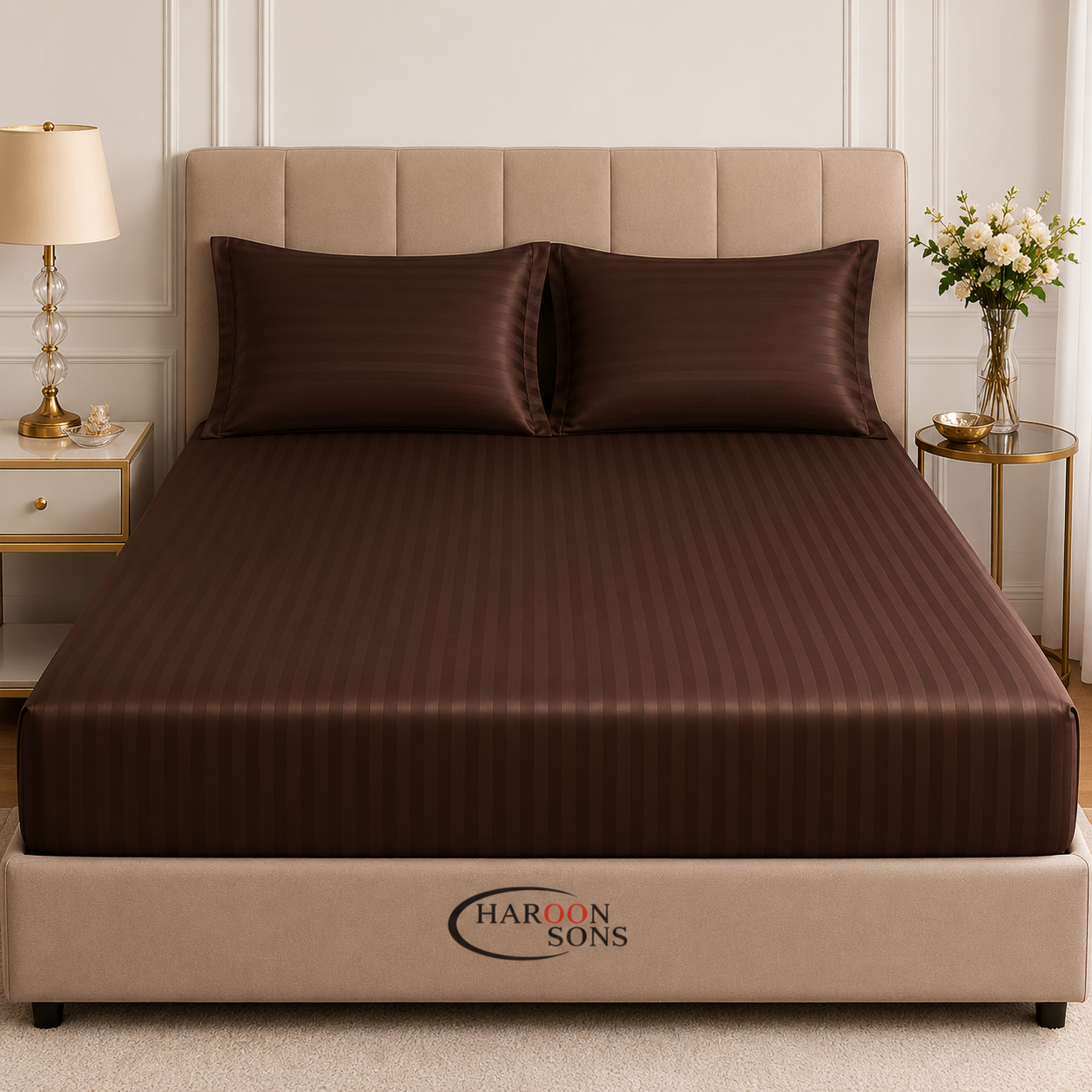 COTTON SATIN-KING SIZE FITTED BEDSHEET