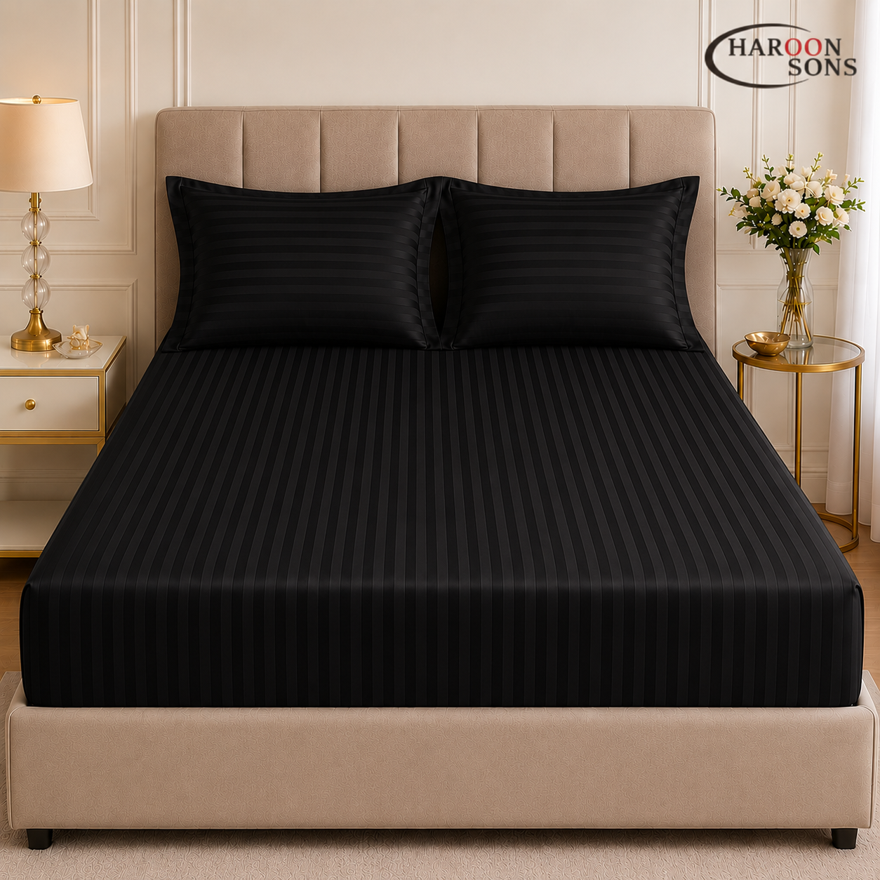 COTTON SATIN-KING SIZE FITTED BEDSHEET