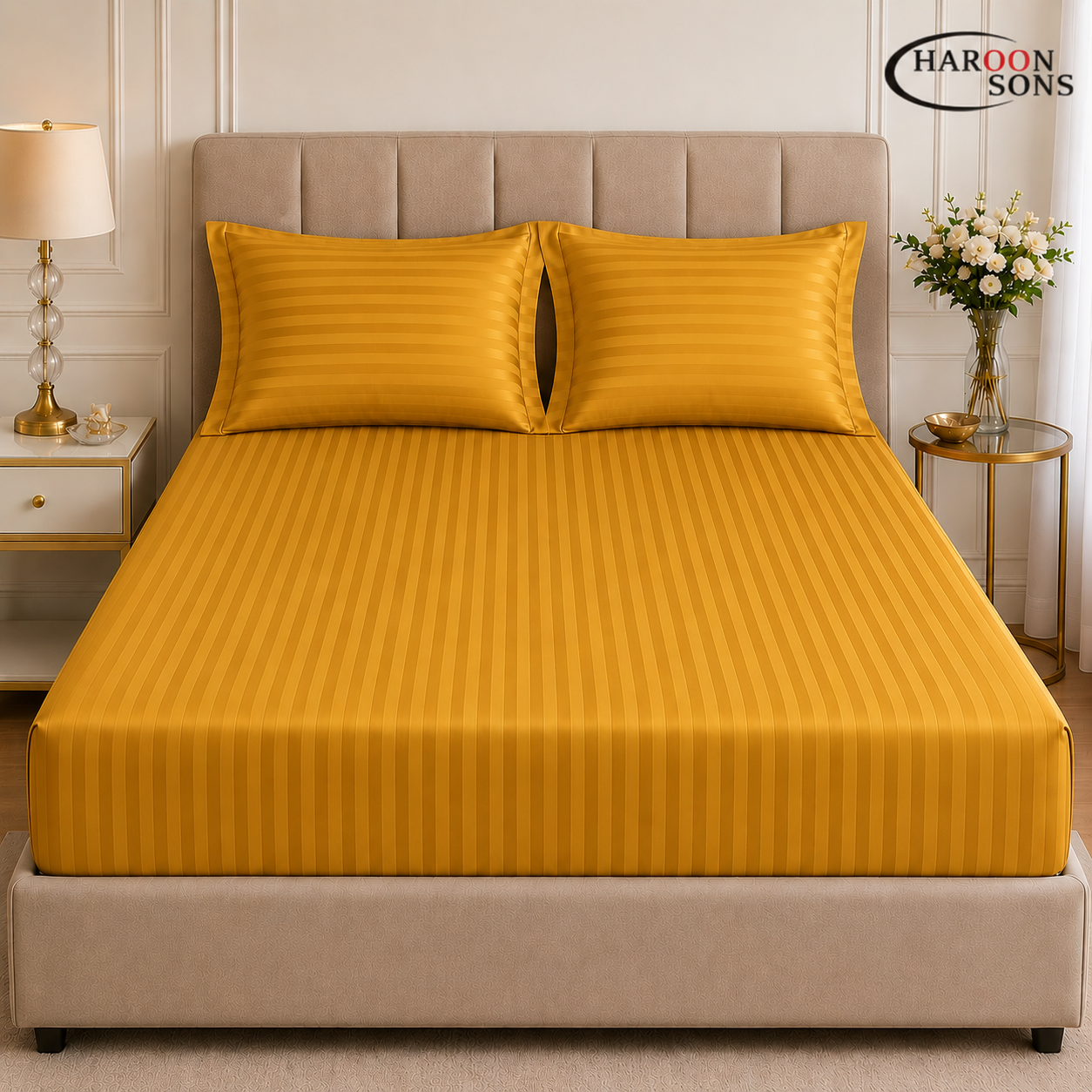 COTTON SATIN-KING SIZE FITTED BEDSHEET