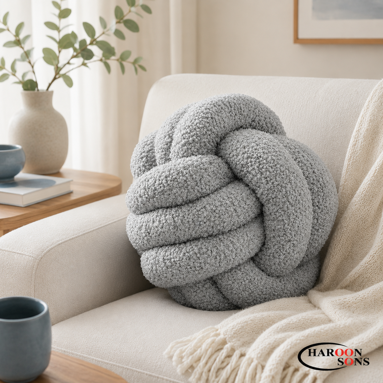 TOWEL-KNOTTED BALL CUSHION 16" INCHES