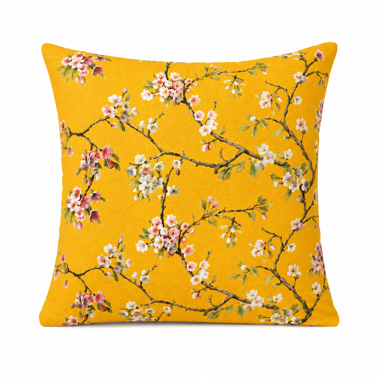 PACK OF 3 YELLOW FLORAL PRINTED CUSHION COVERS
