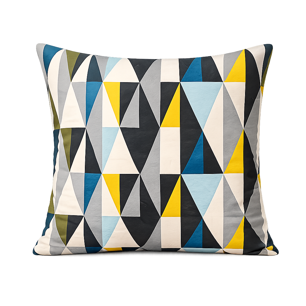 PACK OF 3 GEOMETRIC BLUE-WHITE-YELLOW PRINTED CUSHION COVERS
