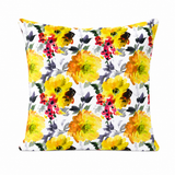 PACK OF 3 WHITE YELLOW FLORAL PRINTED CUSHION COVERS