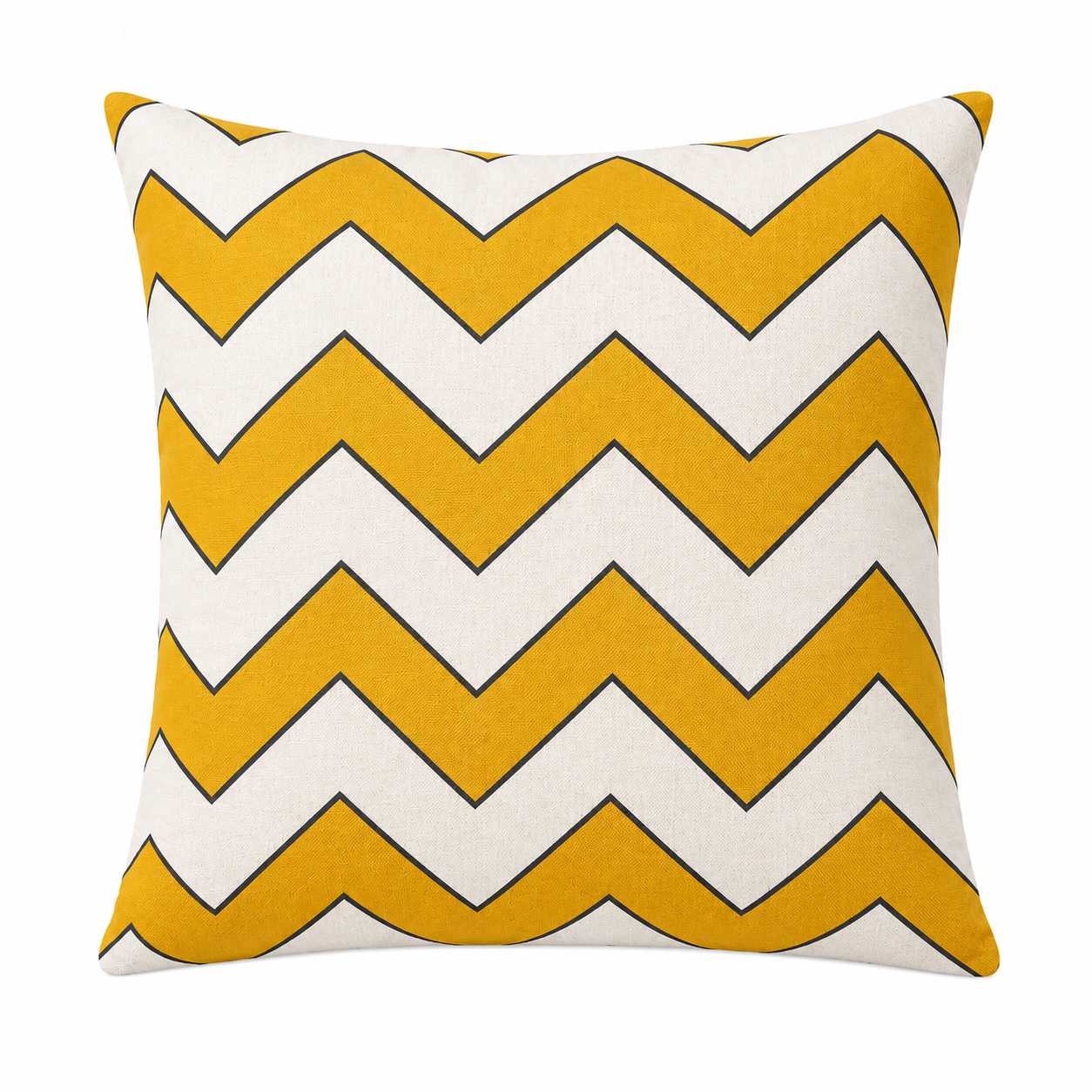 PACK OF 3 YELLOW WHITE ZIGZAG PRINTED CUSHION COVERS