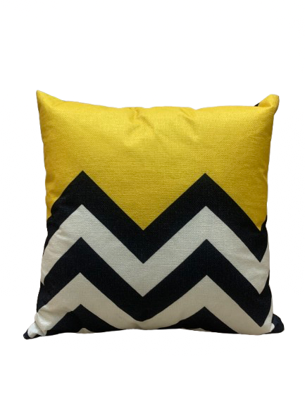 Black Zig Zag with Yellow Printed Cushion Cover 17*17