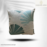 PRINTED LIGHT ICE BLUE FLOWER CUSHION COVER
