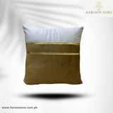 Elegant Two-Tone Brown Velvet Cushion Cover with Gold Accent
