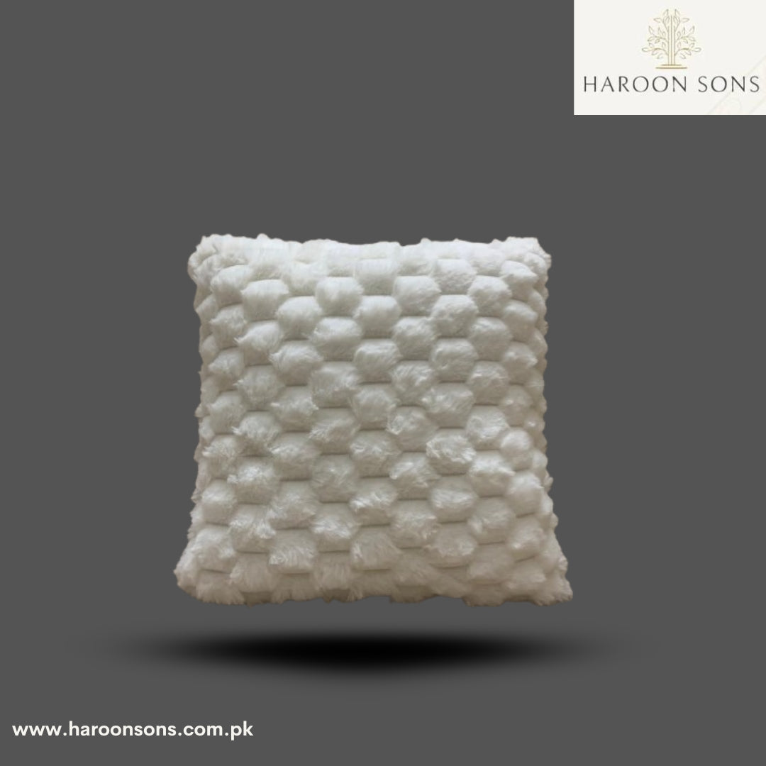 Patched Fur White Cushion Cover 17*17