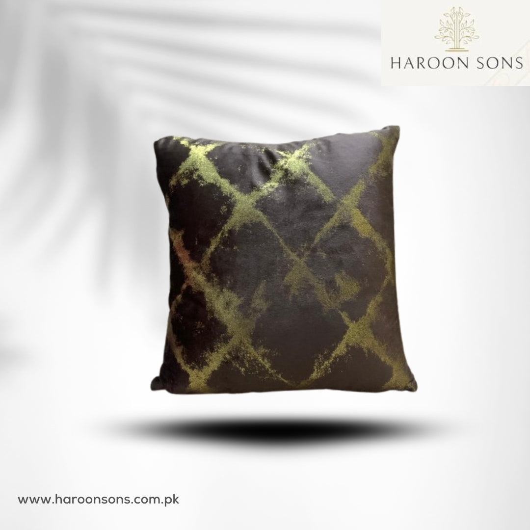Golden Textured Brown Velvet Cushion Cover 17*17