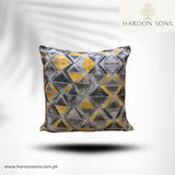 ABSTRACT GREY YELLOW PRINTED CUSHION COVER 17*17