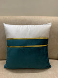 Elegant Two-Tone Ferozi Velvet Cushion Cover with Gold Accent
