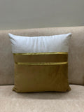 Elegant Two-Tone Brown Velvet Cushion Cover with Gold Accent