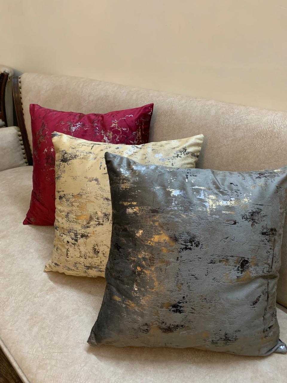 Textured Velvet Dark Grey Cushion Cover 17*17