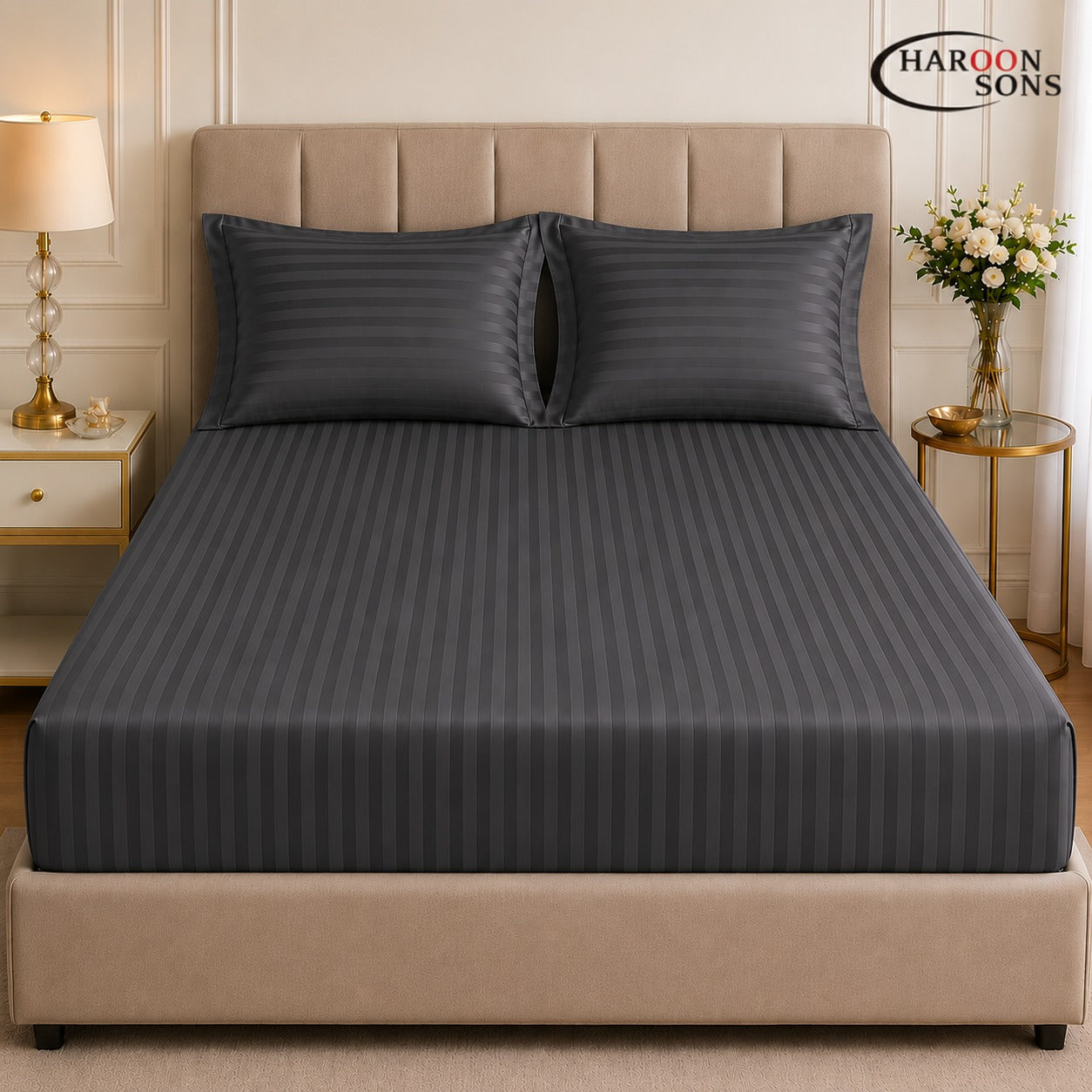 COTTON SATIN-KING SIZE FITTED BEDSHEET