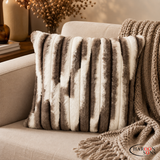 PACK OF 3 LINING RABBIT FUR WHITE/BROWN CUSHION COVERS