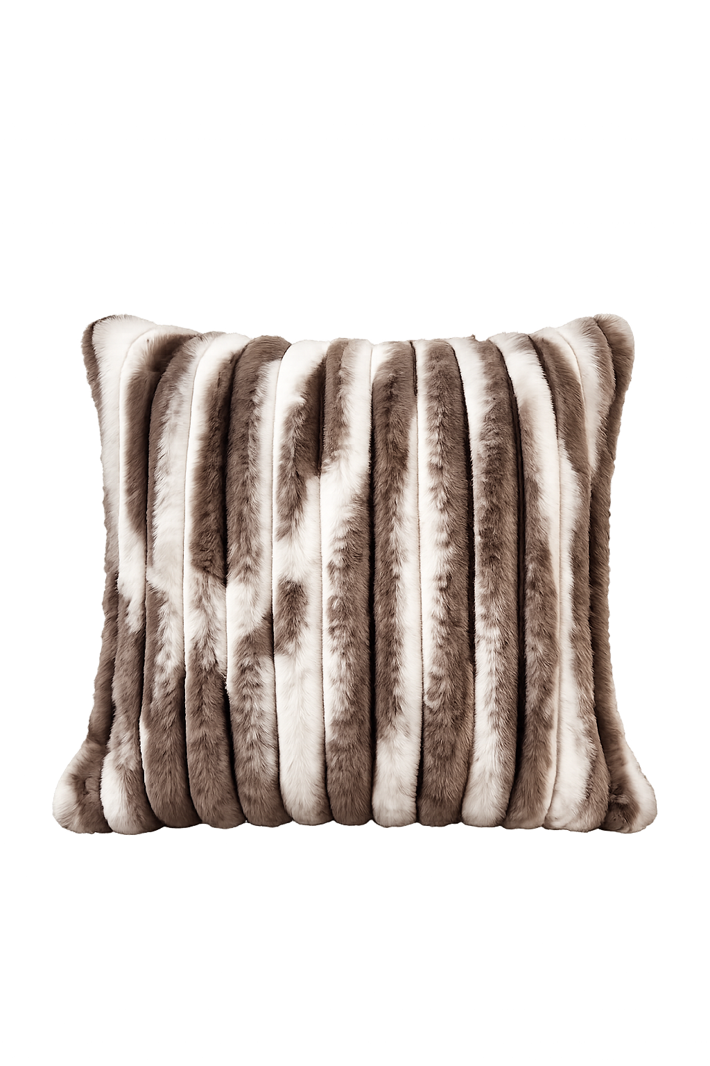PACK OF 3 LINING RABBIT FUR WHITE/BROWN CUSHION COVERS