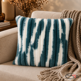 PACK OF 3 LINING RABBIT FUR WHITE/DEEP TEAL CUSHION COVERS