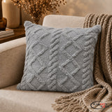 PACK OF 3 GEOMETRIC FUR GREY CUSHION COVERS