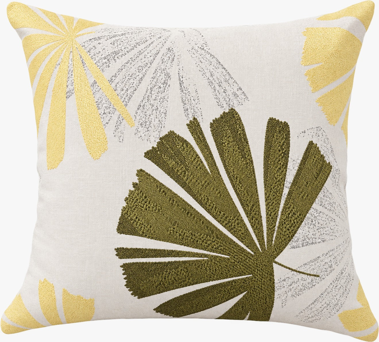 PACK OF 3 PRINTED FLOWER YELLOW-GREEN/WHITE CUSHION COVERS