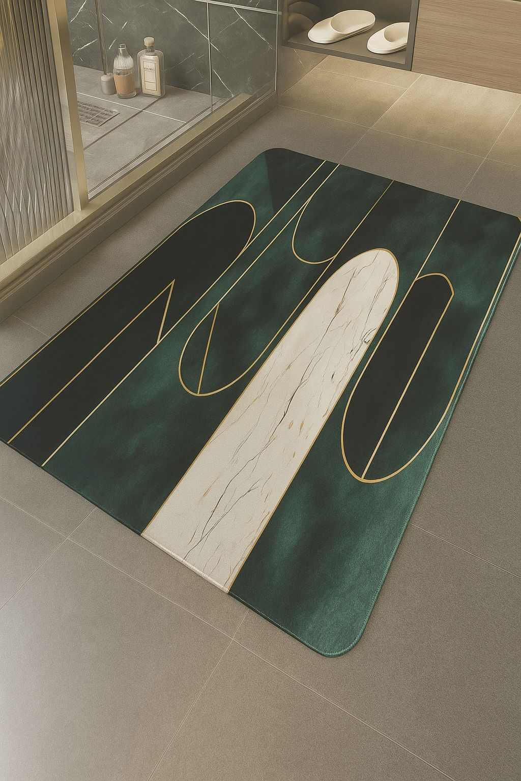 RUBBER ANTI SLIP MAT GREEN AND WHITE