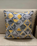 ABSTRACT GREY YELLOW PRINTED CUSHION COVER 17*17