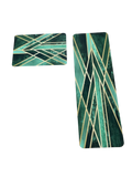 RUUNER WITH MAT KITCHEN SET ANTI SLIP- GREEN GEOMETRICAL