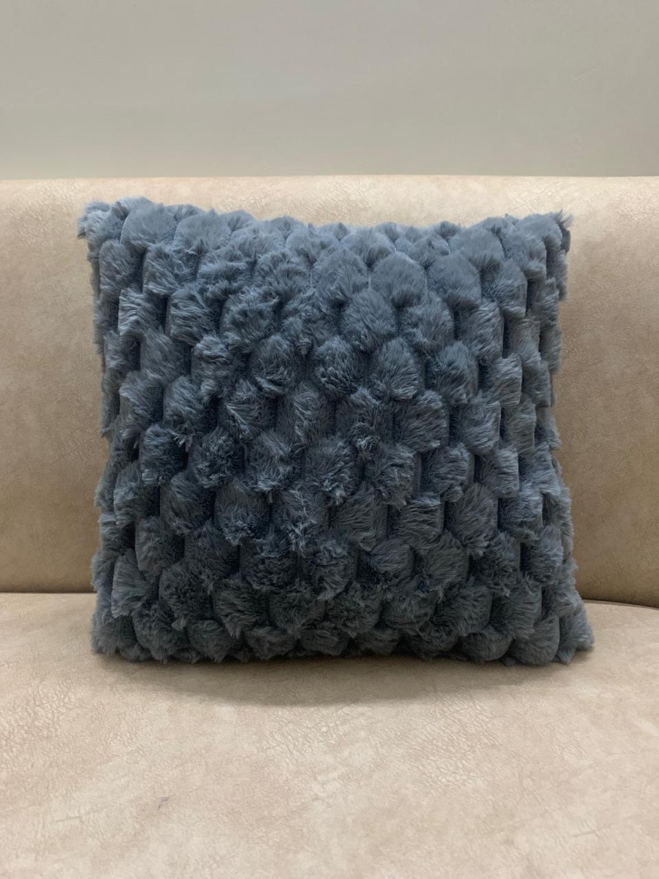 Dark Grey Fur Patched Cushion Cover 17*17