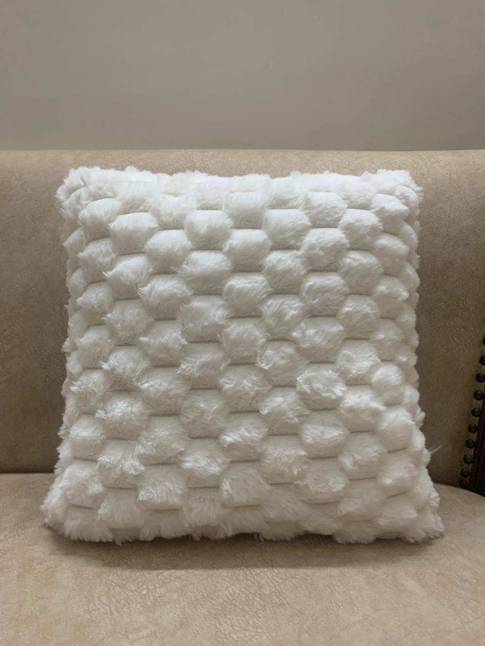 Patched Fur White Cushion Cover 17*17