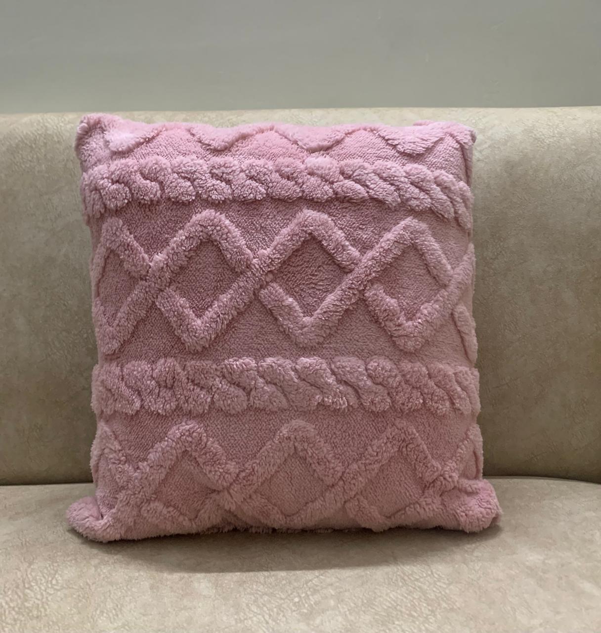(PACK OF 3)Towel Fur Cushion Cover Pink