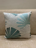 PRINTED LIGHT ICE BLUE FLOWER CUSHION COVER